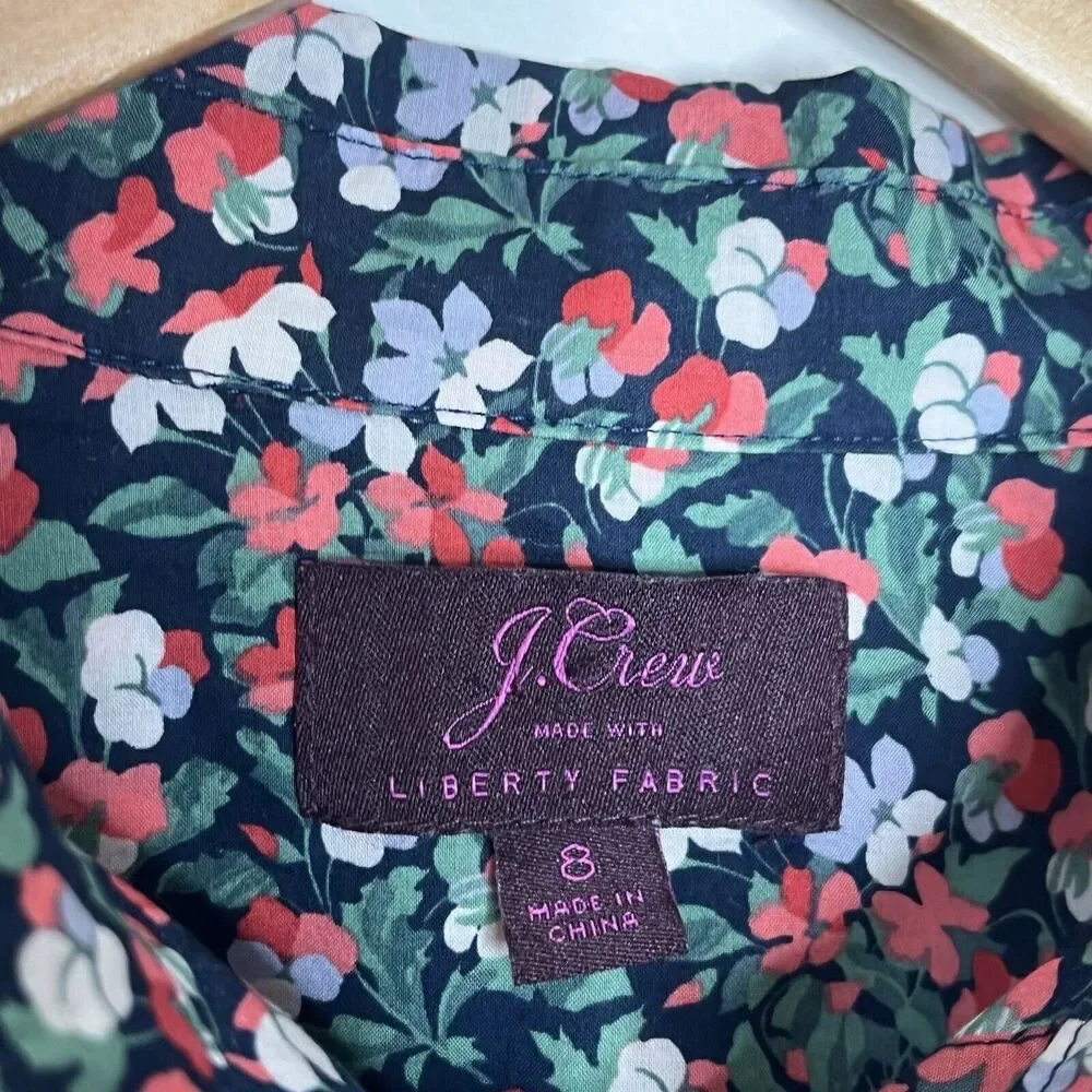 J. Crew Liberty Slim Perfect Shirt Sarah Floral Print Women’s Size 8 Cotton